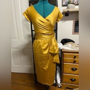 Ava Faux Wrap Wiggle Dress with sash by Pinup Couture